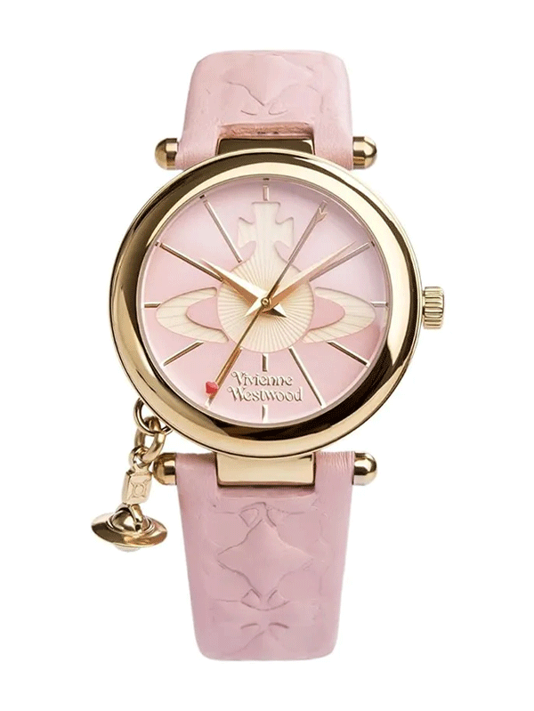 Đồng hồ Vivienne Westwood Orb VV006PKPK | Vỏ vàng, dây da hồng 32mm