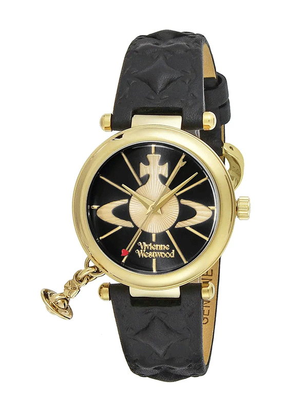 Đồng hồ Vivienne Westwood Orb Gold Black Leather Quartz VV006BKGD 32mm