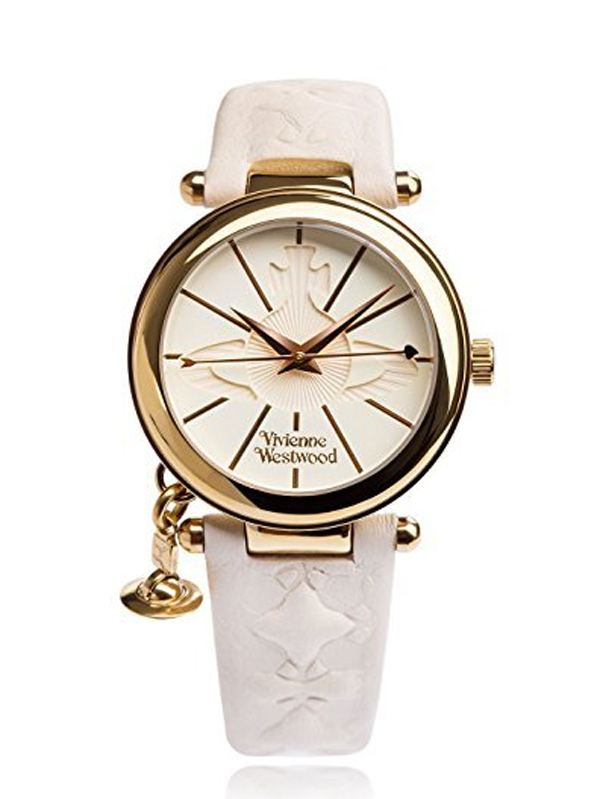 Đồng hồ đeo tay Vivienne Westwood Ladies Gold Plated Orb Strap Watch VV006WHWH White